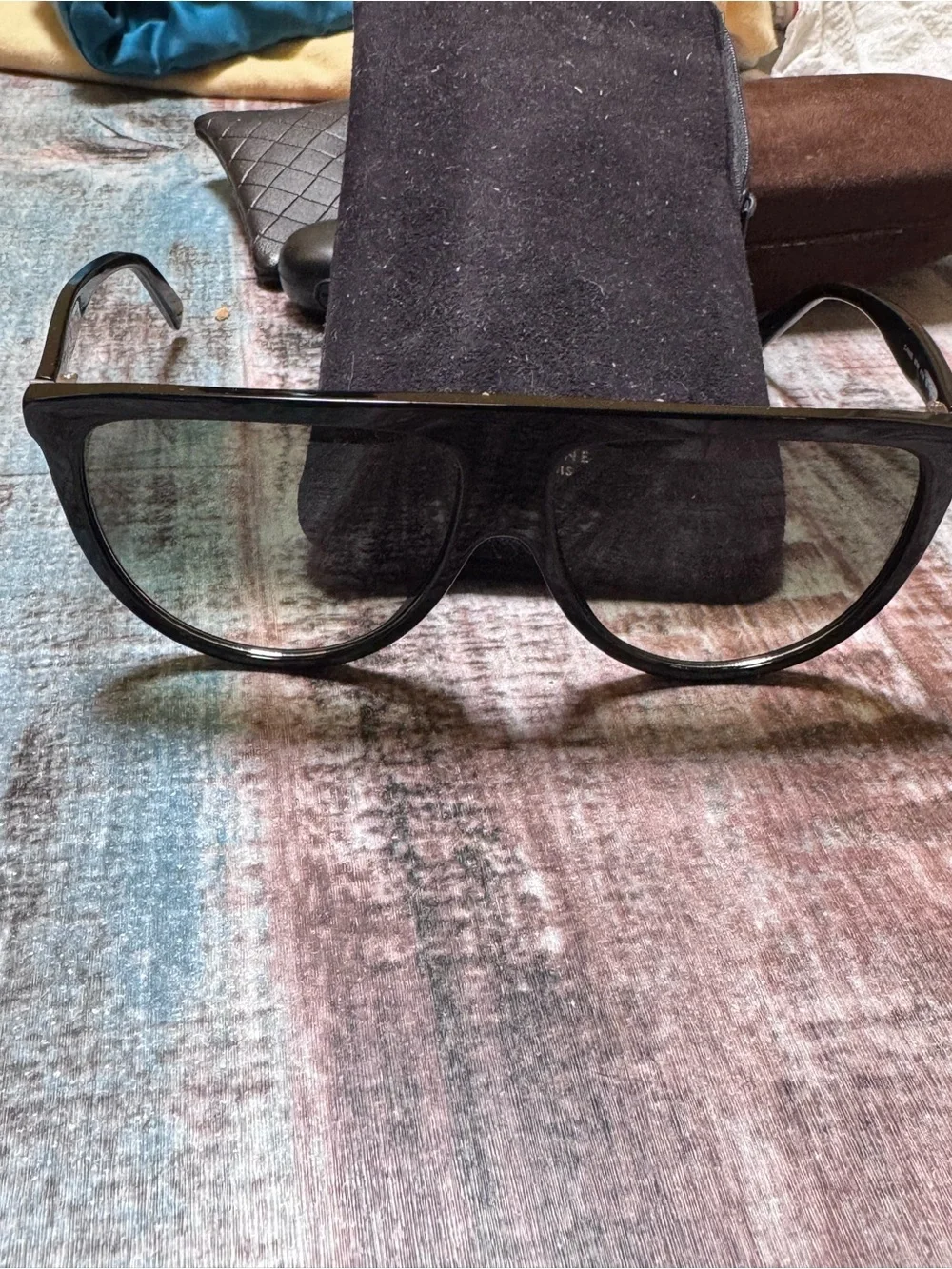 Celine Black Sunglasses with Gold Accents